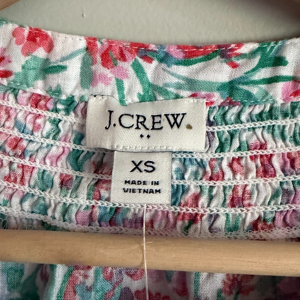 J Crew Womens Linen Blend Floral Button Up Top Size XS Smock Neck Lightweight - Picture 5 of 10